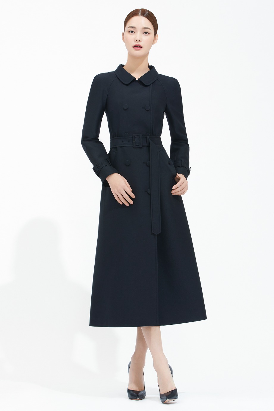 WOOL SILK ROUND COLLOR TRENCH COAT